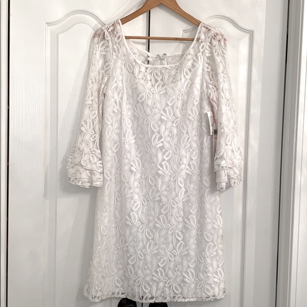 COPY - Lace bell sleeve shift dress